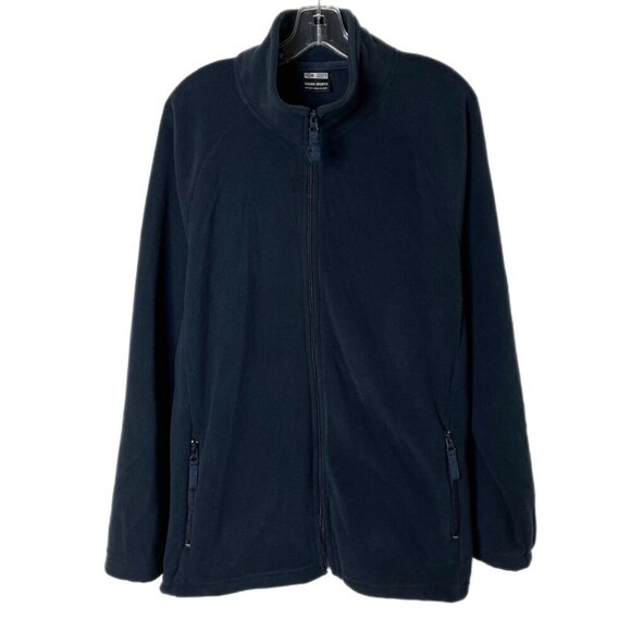 Vision Sports Men's Fleece Jacket Sz L Black Full Zip Up Mock Neck Long Sleeve - Picture 1 of 7